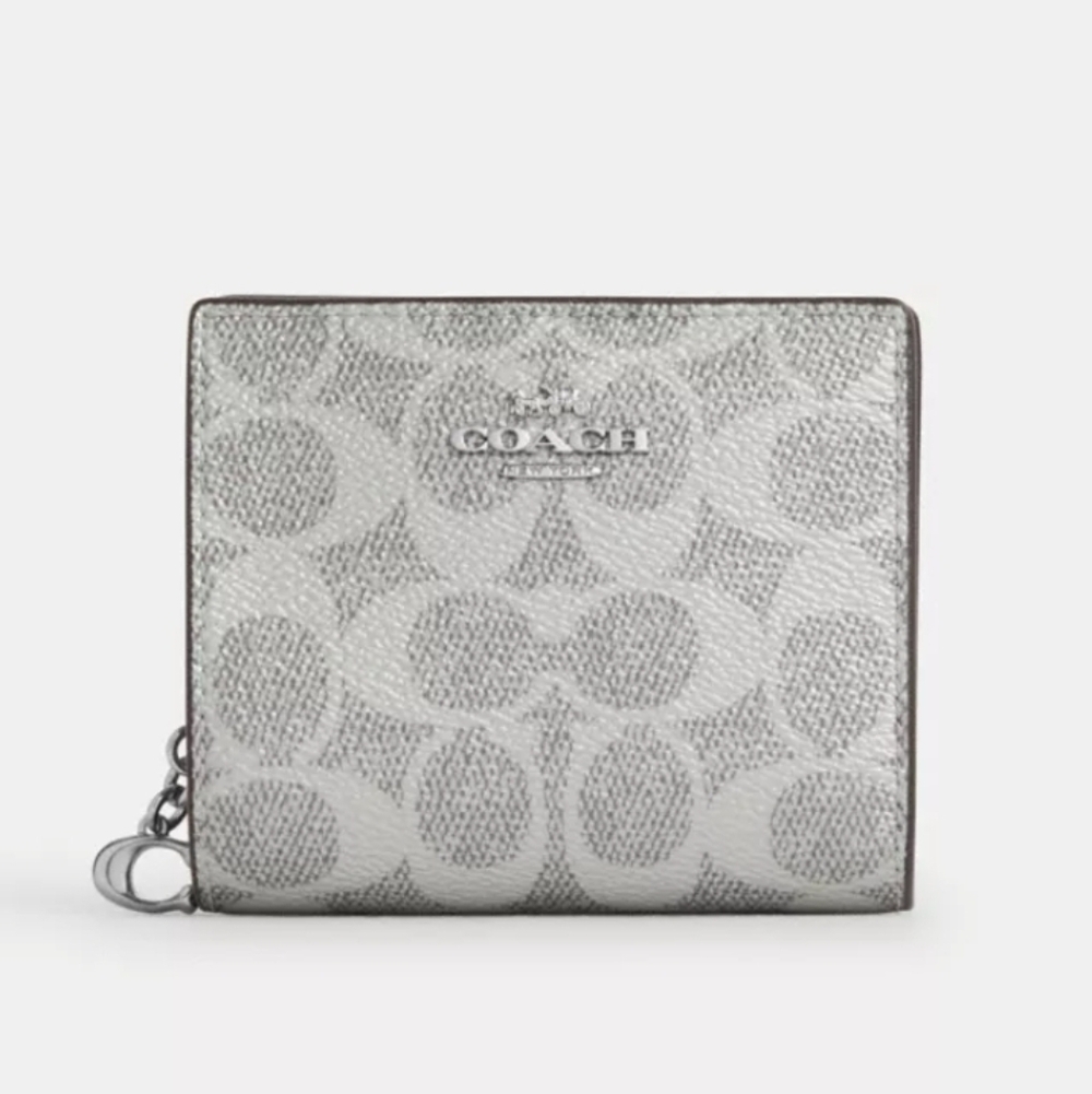 Coach Snap Wallet In Metallic Signature Canvas NWT